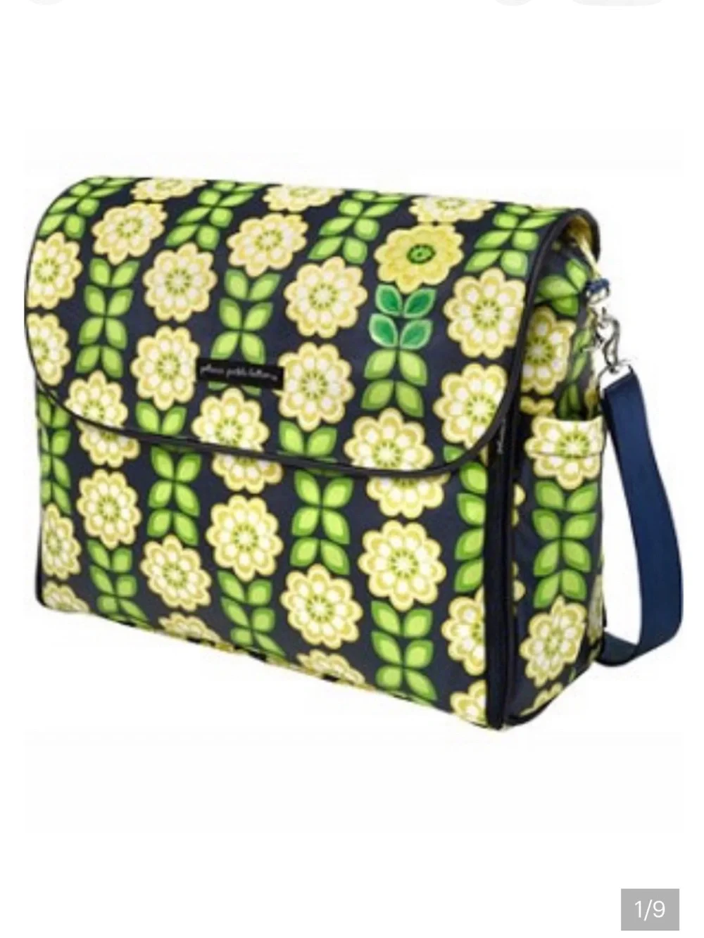 Petunia Pickle Bottom Boxy Convertible Diaper Bag Floral Navy Yellow